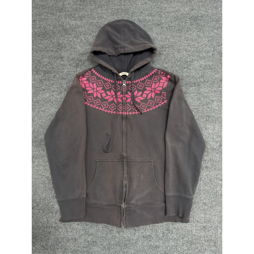 Old Navy Gray Pink Snowflake Fair Isle Full Zip Hoodie Sweatshirt Size L‎